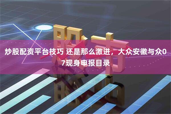 炒股配资平台技巧 还是那么激进，大众安徽与众07现身申报目录